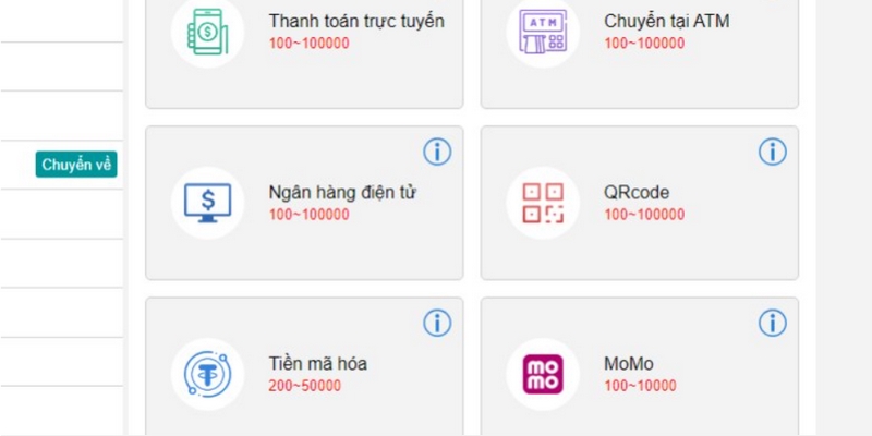 Nhà cái hỗ trợ đa dạng nhiều phương thức thanh toán KU191